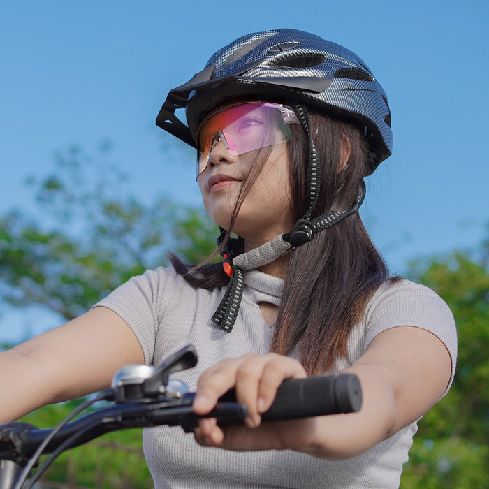 Rockbros Cycling Glasses Photochromic, with UV Protection and Corrective Insert, Clear - Purple