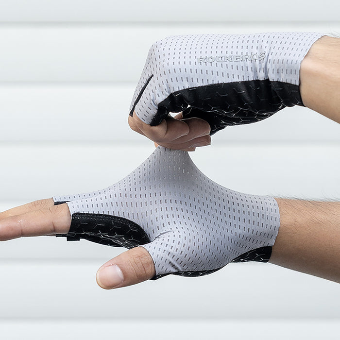 Rockbros Breathable Short Finger Cycling Gloves, Size: L - Gray