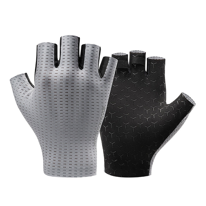 Rockbros Breathable Short Finger Cycling Gloves, Size: L - Gray