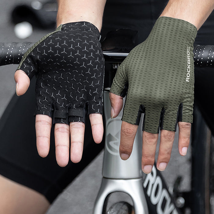 Rockbros Breathable Short Finger Cycling Gloves Size: M - Grey