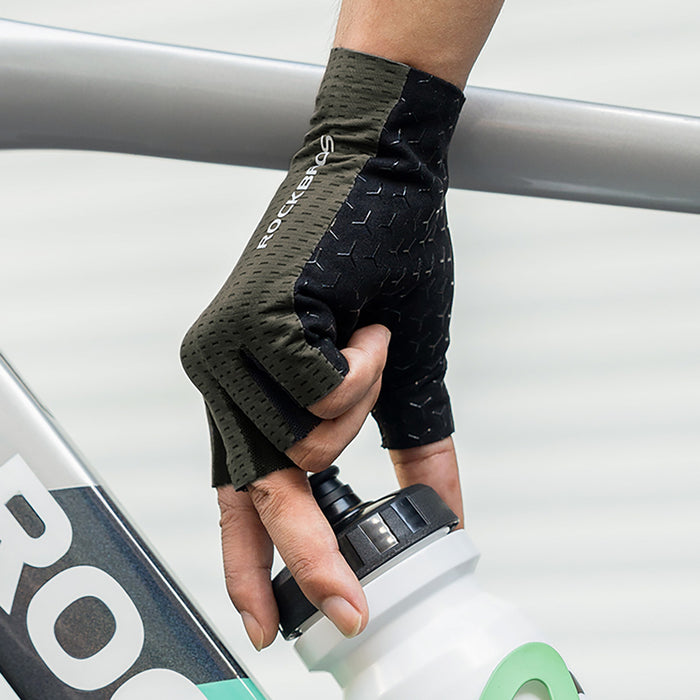 Rockbros Breathable Short Finger Cycling Gloves, Size: XL - Gray