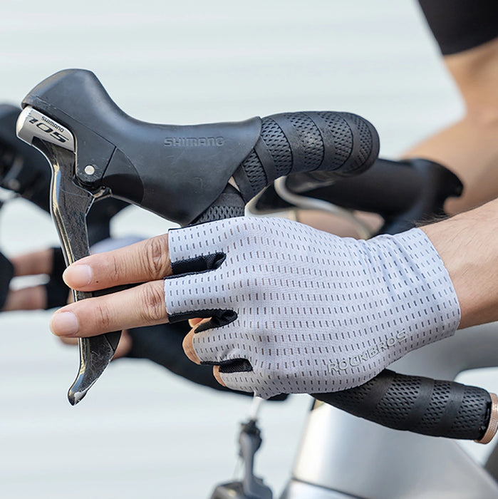 Rockbros Breathable Short Finger Cycling Gloves, Size: XXL - Gray