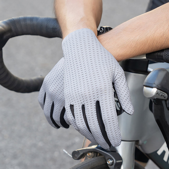 Rockbros Breathable Full Finger Cycling Gloves, Size: M - Green