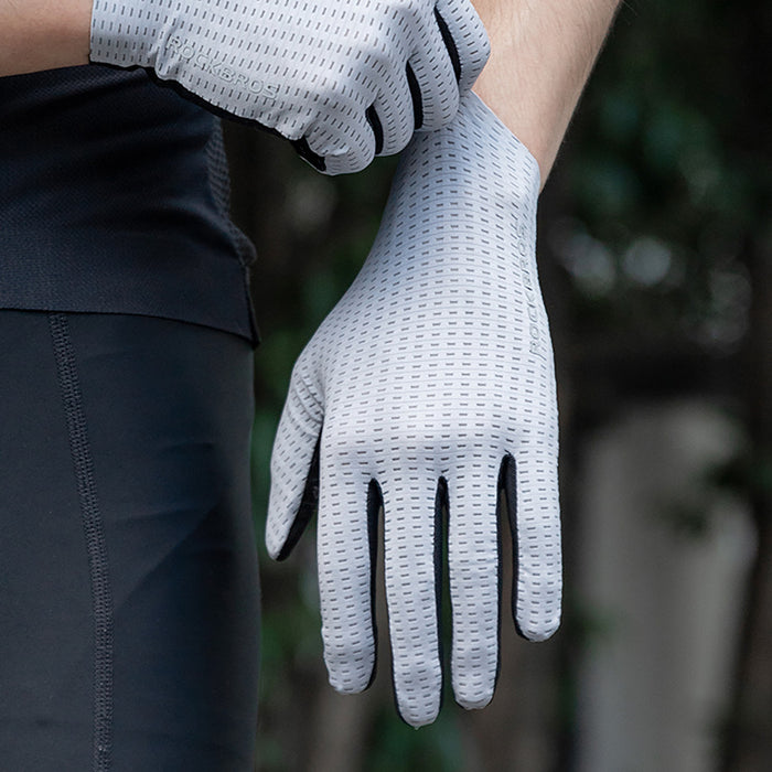 Rockbros Breathable Full Finger Cycling Gloves, Size: L - Gray