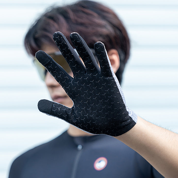 Rockbros Breathable Full Finger Cycling Gloves, Size: XXL - Gray