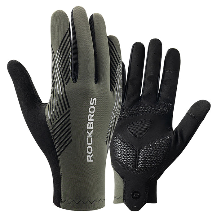 Rockbros cycling gloves spring/summer/autumn, full, size: XL - green