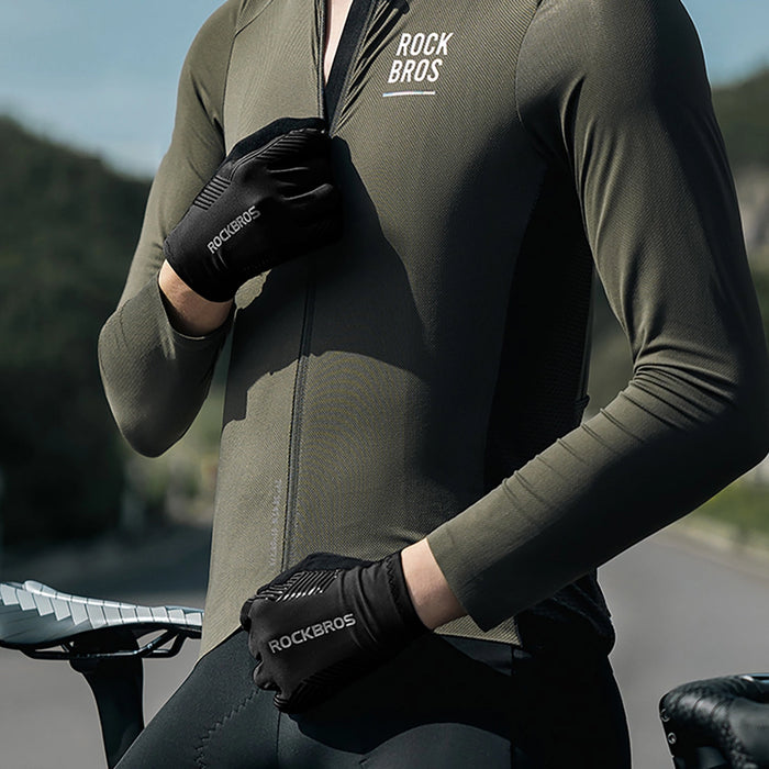 Rockbros cycling gloves spring/summer/autumn, full, size: XXL - black