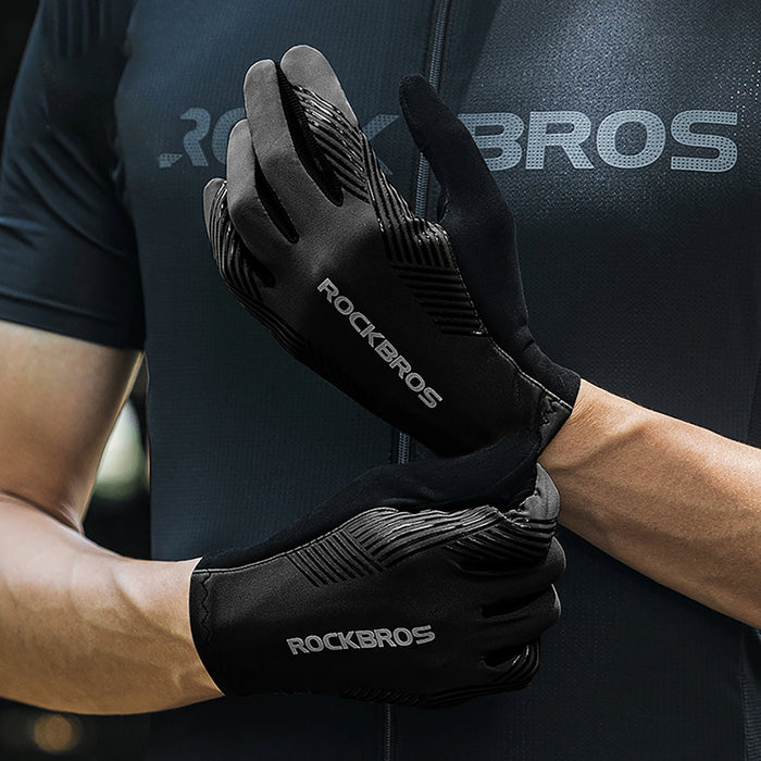 Rockbros cycling gloves spring/summer/autumn, full, size: XXL - black