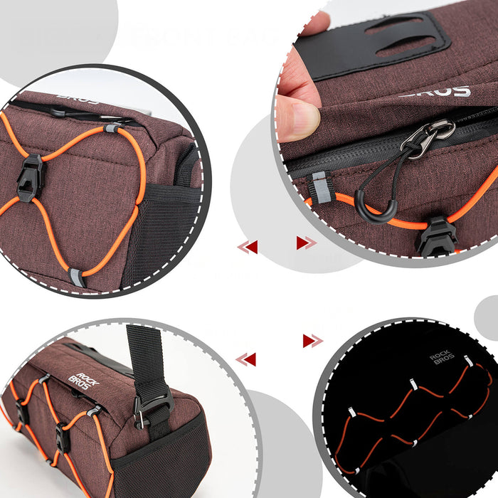 Rockbros 30110054003 Handlebar Bicycle Bag 2.2L - Brown