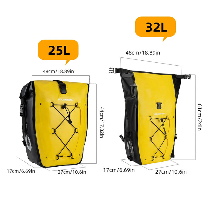 Rockbros 30140022005 Waterproof Bicycle Pannier 25-32L - Yellow