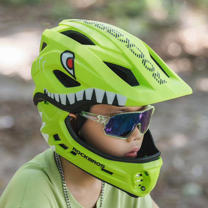 Rockbros TT-32003 Shark Children's Bike Helmet with Detachable Jaw Size S (48-52) - Green