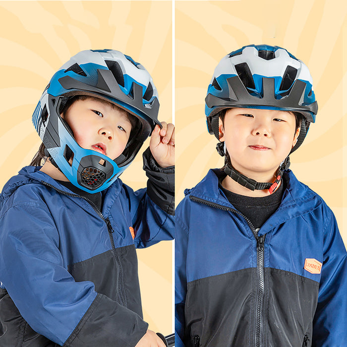 Rockbros TS-61 10110061001 Children's Bike Helmet with Detachable Chin Size S (48-54) - Blue