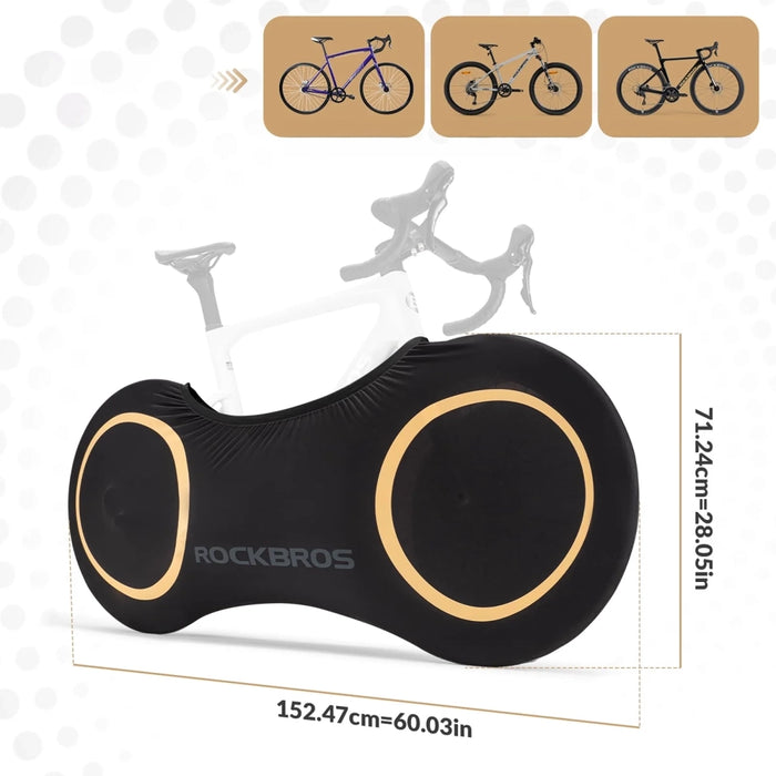 Rockbros D95 Elastic Cover Compatible with 26-29 Inch Gravel, Mountain, City, Road Bikes 700C (71×152 cm) - Black