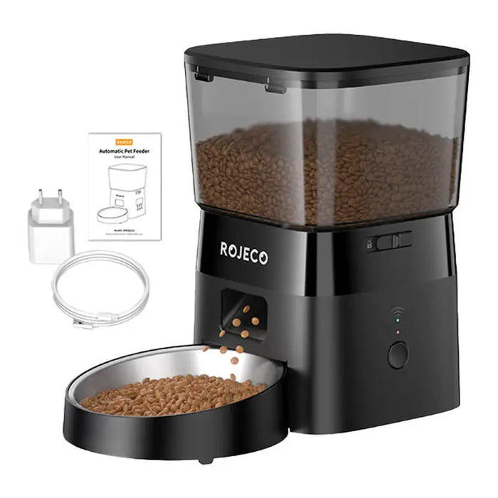 Rojeco 2L Automatic Pet Feeder WiFi Version (Black) - Bowls<<<Food Dispensers<<<Pets<<<InnproXML
