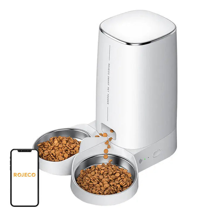 Rojeco 4L Automatic Pet Feeder WiFi Version with Double Bowl - Bowls<<<Food Dispensers<<<Pets<<<InnproXML
