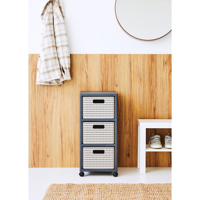 PLASTIC CABINET 3 LEVELS COUNTRY CAPPUCCINO ROTHO