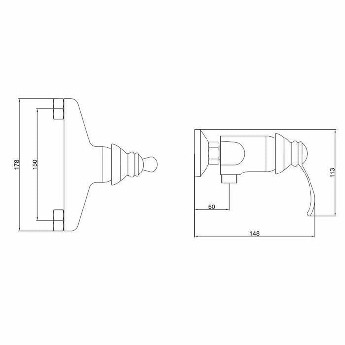 Mixer Tap Rousseau Byron Grey Chrome Metal Brass 15 cm Shower