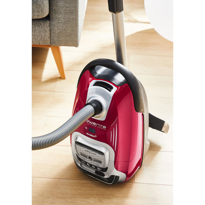 Rowenta RO7473EA SILENCE FORCE ALLERGY+ 58dB, Red, Mini turbobrush, parquet brush, XL crevice tool, sofa brush - 4,5L