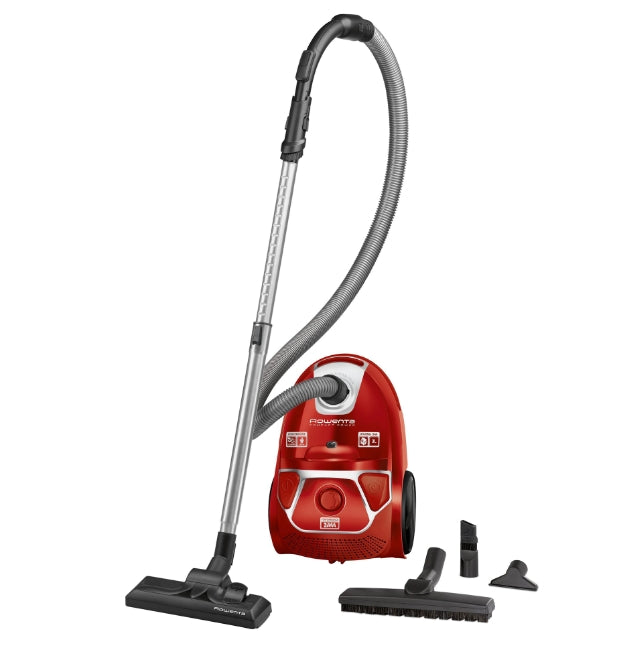 Rowenta RO3953EA, Compact Power parquet ACAA, 75db, H+ bag, SPA upgrade suction head, TTM + XL with brush, parquet + crevice tool 2 in 1 + upholstery nozzle, color red