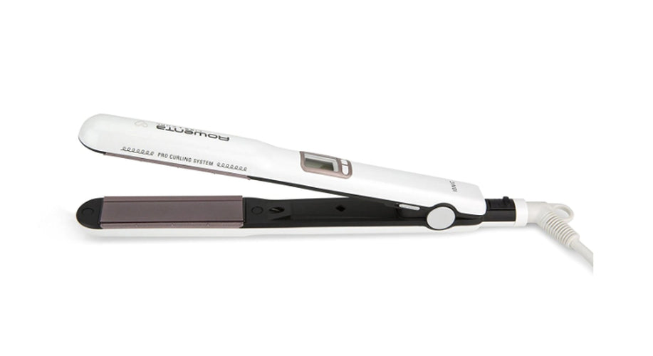 Rowenta SF7660F0 Liss & Curls Premium Care, cashemere keratin coating, ionic function, liss optimizer (silicon strip), LCD screen, 2 settings (130-200C), fast heat up (30'), auto-off (60"), lock system, floating plates