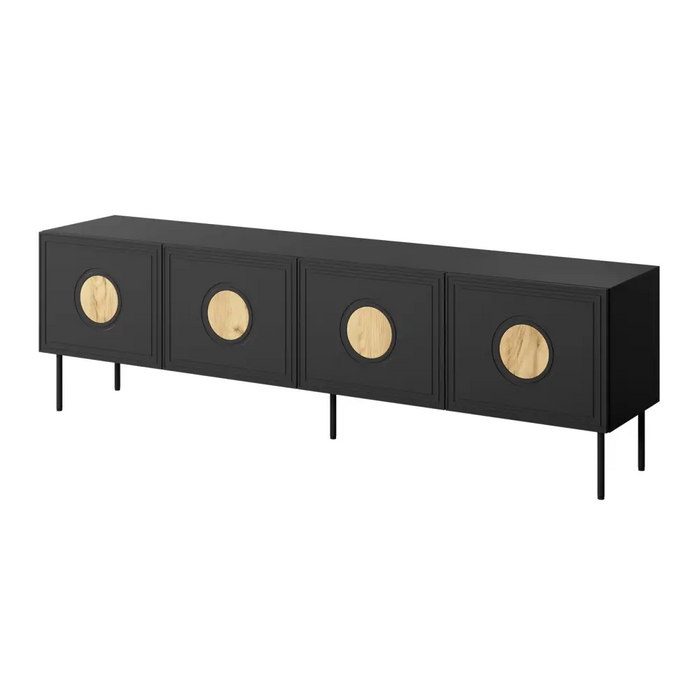 RTV cabinet PALAZZO 200x42x60 black + oak craft - TV cabinets made of furniture boardSTV-ZPM<<<TV cabinetsSTV<<<ActionPL