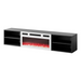 RTV cabinet POLO 180x33x39 black + fireplace white - TV cabinets made of furniture boardSTV-ZPM<<<TV