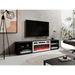 RTV cabinet POLO 180x33x39 black + fireplace white - TV cabinets made of furniture boardSTV-ZPM<<<TV