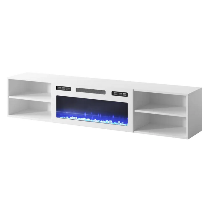 RTV cabinet POLO 180x33x39 white + fireplace white - TV cabinets made of furniture boardSTV-ZPM<<<TV