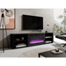 RTV cabinet POLO 200x33x50.5 black + fireplace black - TV cabinets made of furniture boardSTV-ZPM<<<TV