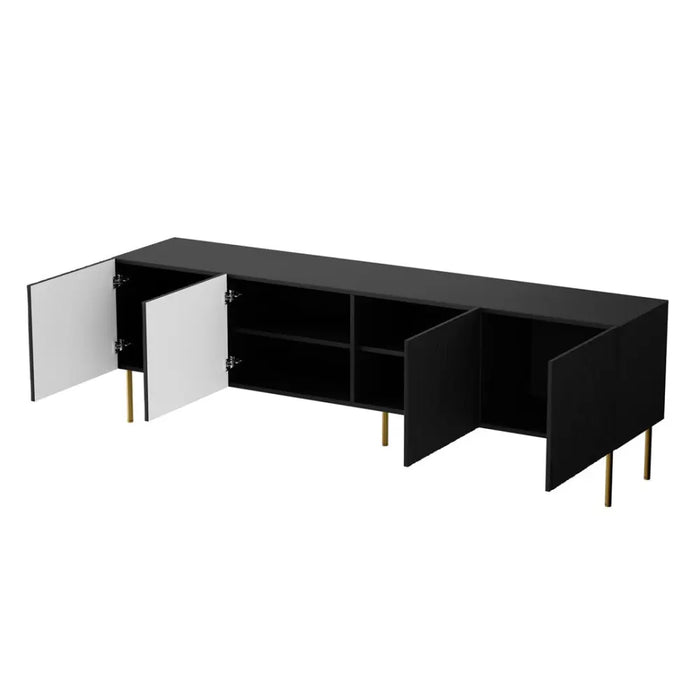 RTV JUNGLE cabinet 190x40.5x59.5 black matt + golden legs - TV cabinets made of furniture boardSTV-ZPM<<<TV