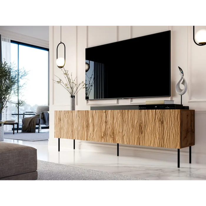 RTV JUNGLE cabinet 190x40.5x59.5 oak wotan + black legs - TV cabinets made of furniture boardSTV-ZPM<<<TV