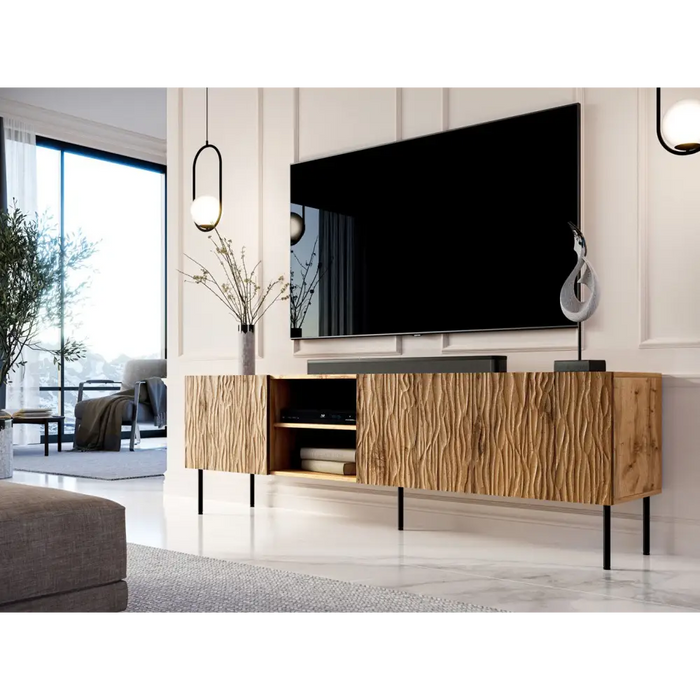 RTV JUNGLE cabinet 190x40.5x59.5 oak wotan + black legs - TV cabinets made of furniture boardSTV-ZPM<<<TV