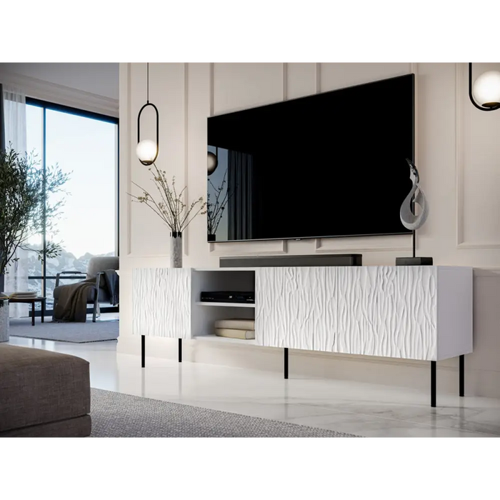 RTV JUNGLE cabinet 190x40.5x59.5 white matt + black legs - TV cabinets made of furniture boardSTV-ZPM<<<TV