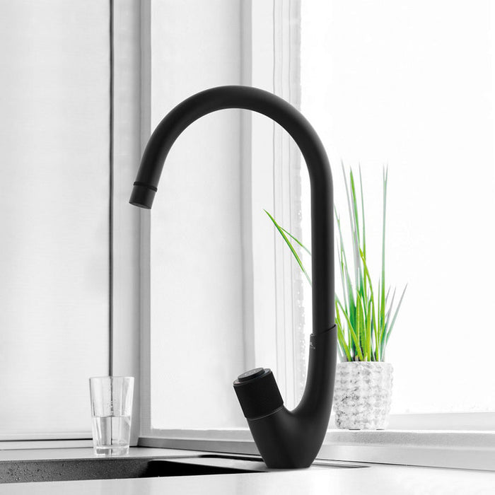 KITCHEN MIXER WITH GRANITE COATING RUBINETA SWAN-33 BLACK