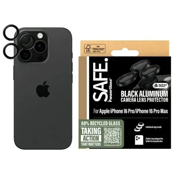 SAFE by PanzerGlass iPhone 16 Pro 6.3’’ / 16 Pro Max 6.9’’ Lens Protector black/black SAFE95891 - Cell phone tempered
