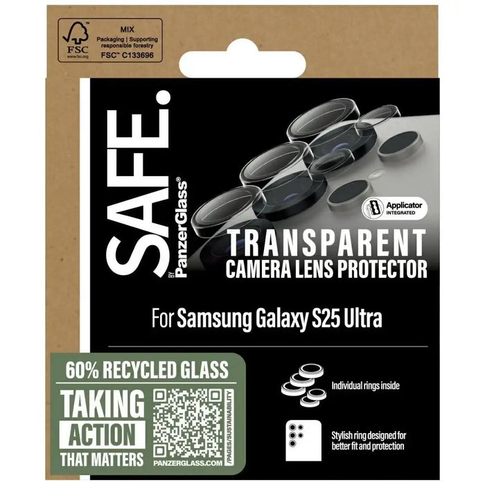 SAFE by PanzerGlass Rings Lens Protector for Samsung Galaxy S25 Ultra Clear Tempered Glass - Cell phone tempered