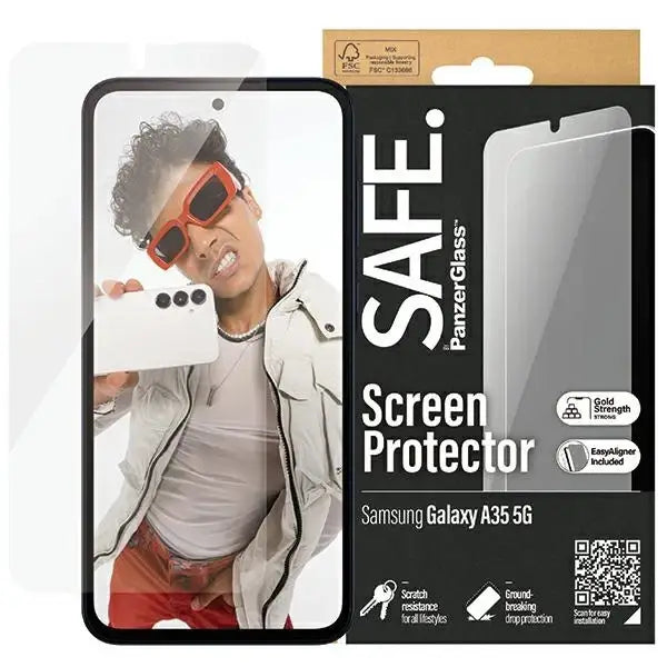 SAFE by PanzerGlass Ultra-Wide Fit tempered glass with positioner for Samsung Galaxy A35 5G - Cell phone tempered