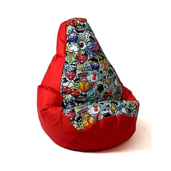 Sako bag pouffe Pear print red-graffiti XL 130 x 90 cm - Sako poufsPUF-SAK<<<Poufs and footrestsPUF<<<ActionPL