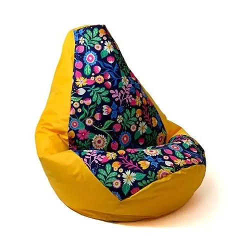 Sako bag pouffe Pear print yellow-flower L 105 x 80 cm - Sako poufsPUF-SAK<<<Poufs and footrestsPUF<<<ActionPL