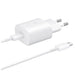 Samsung 25W EP-TA800EWE USB-C wall charger with Samsung EP-DA705BWE USB-C / USB-C cable replacement packaging - white