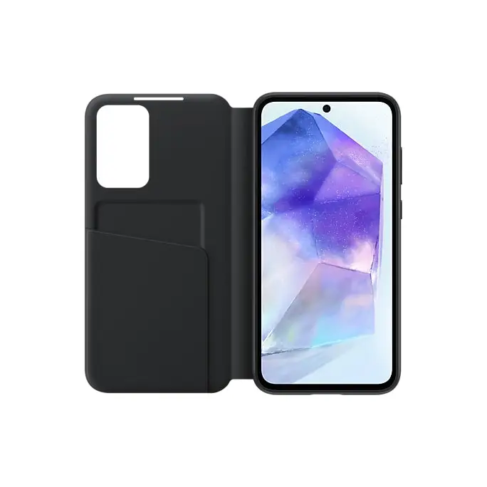 SAMSUNG A55 Smart View Wallet Case Black - Калъфи и чанти<<<Аксесоари за смартфони<<<Телеком и Преносими