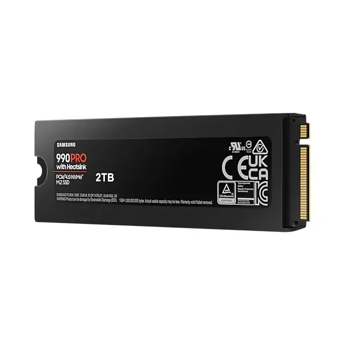 Samsung SSD 990 PRO 2TB Heatsink PCIe 4.0 NVMe 2.0 M.2 V-NAND 3-bit MLC 256-bit Encryption Read 7450 MB/s Write 6900