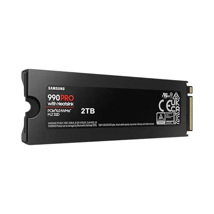 Samsung SSD 990 PRO 2TB Heatsink PCIe 4.0 NVMe 2.0 M.2 V-NAND 3-bit MLC 256-bit Encryption Read 7450 MB/s Write 6900