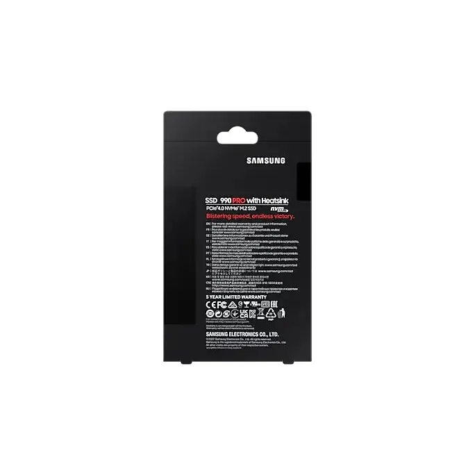Samsung SSD 990 PRO 2TB Heatsink PCIe 4.0 NVMe 2.0 M.2 V-NAND 3-bit MLC 256-bit Encryption Read 7450 MB/s Write 6900