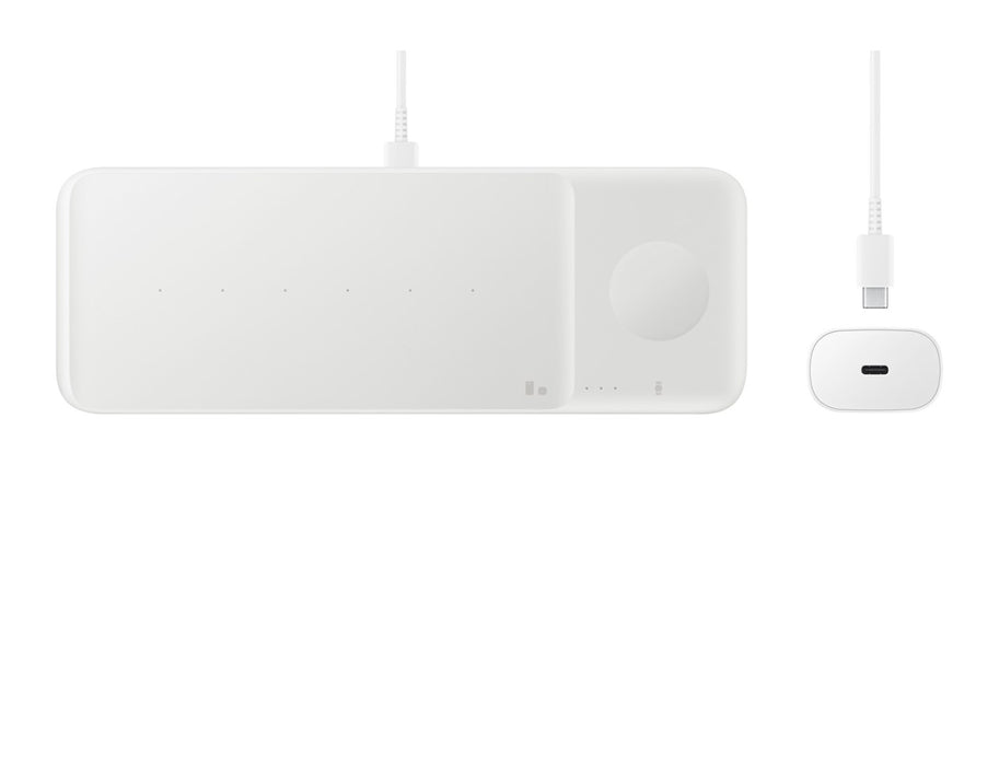 Samsung Trio EP-P6300TWEGEU 3in1 inductive charger for phone / Galaxy Watch / Buds - white + mains charger + cable