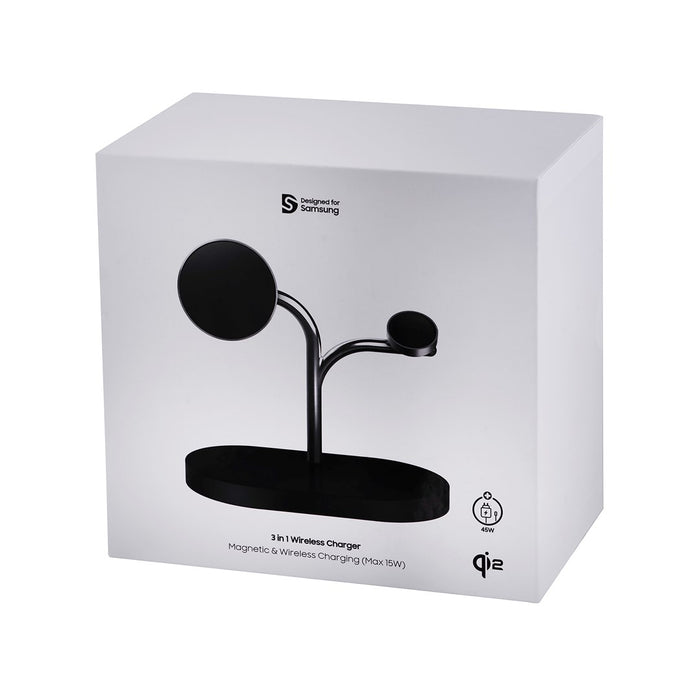 Samsung GP-PWU024WIABW mobile device charger Headset, Smartphone, Smartwatch Black, Silver USB Wireless charging Indoor