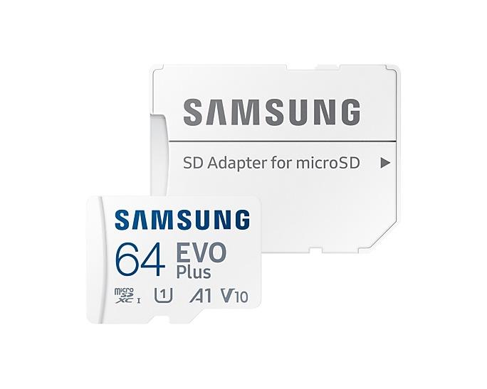 Memory card Samsung EVO Plus, microSDXC, UHS-I, 64GB, Adapter