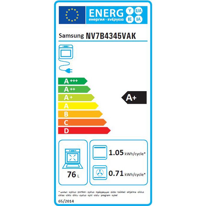Built-in oven SAMSUNG NV7B4345VAK/U2, 76 l, Air Sous Vide, Pyrolysis