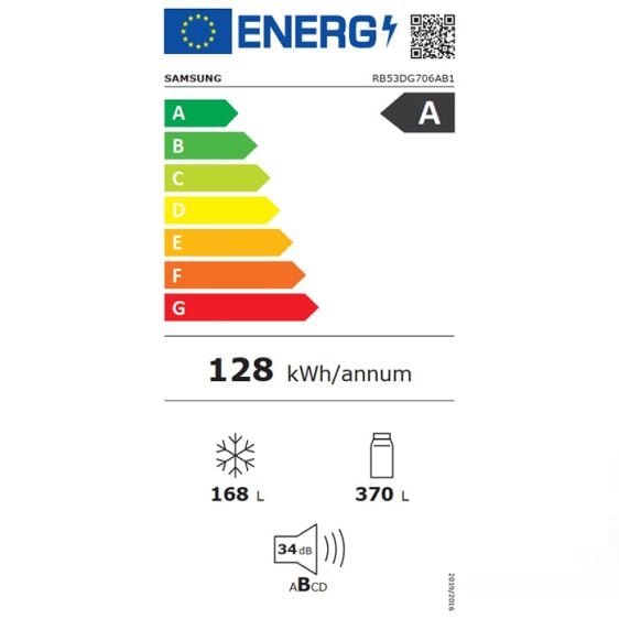 Refrigerator with freezer SAMSUNG RB53DG706AB1EO, 538 l, SmartThings AI Energy Mode, Metal Cooling, 203x75.9 cm, Black Doi