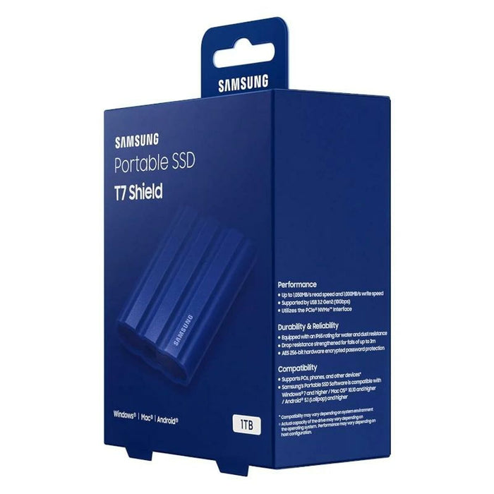External SSD Samsung T7 Shield, 1TB USB-C, Blue